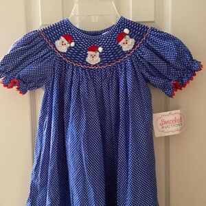 Girls Smocked Auctions Dress Size 6 Christmas Santa